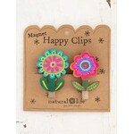 Natural Life Happy Clip Flower Magnet Bag Clips, Set of 2