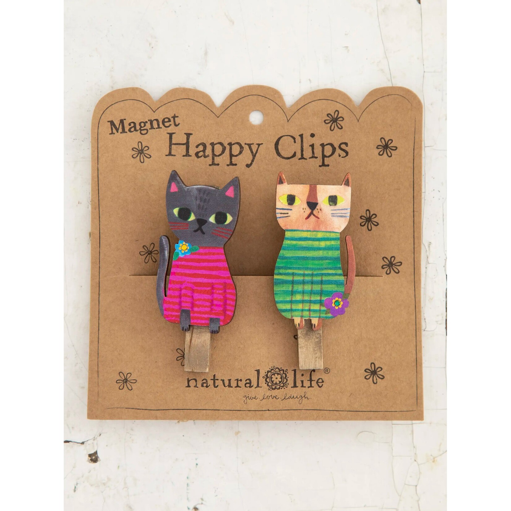 Natural Life Happy Clip Cat Magnet Bag Clips, Set of 2