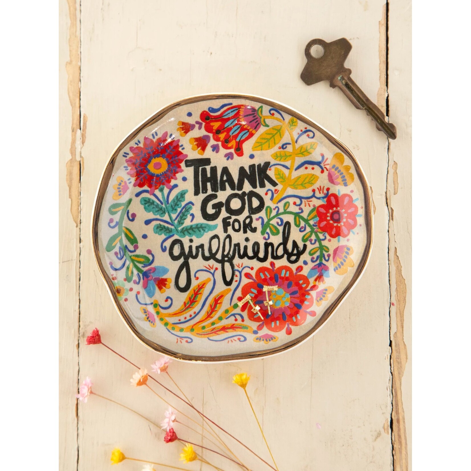 Natural Life Thank God For Girlfriends Artsy Ceramic Trinket Dish