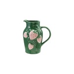 Hazel Mazel Hand-Painted Embossed Stoneware Pitcher with Strawberries