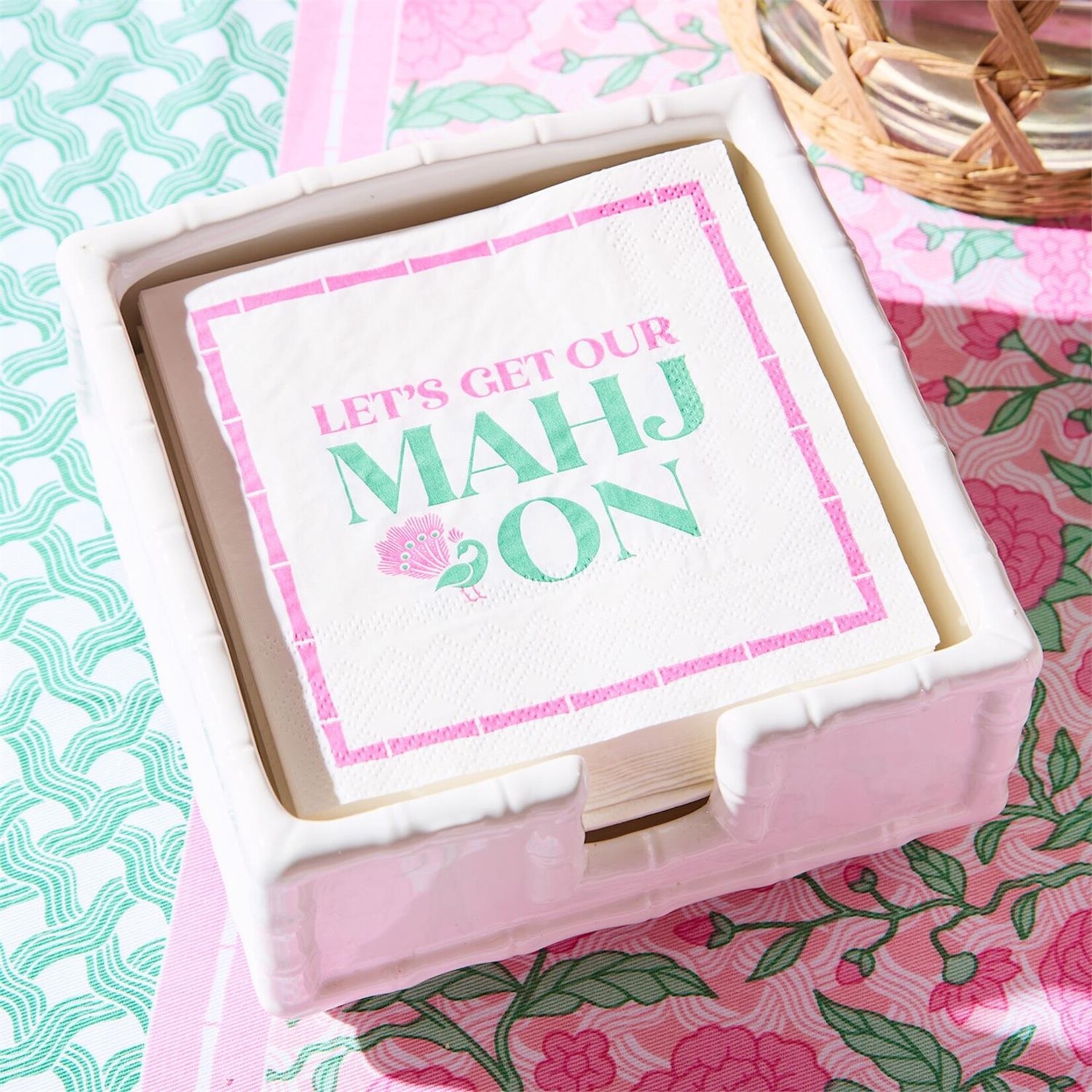 Two's Company Let's Mahj On 3-Ply Cocktail Napkin