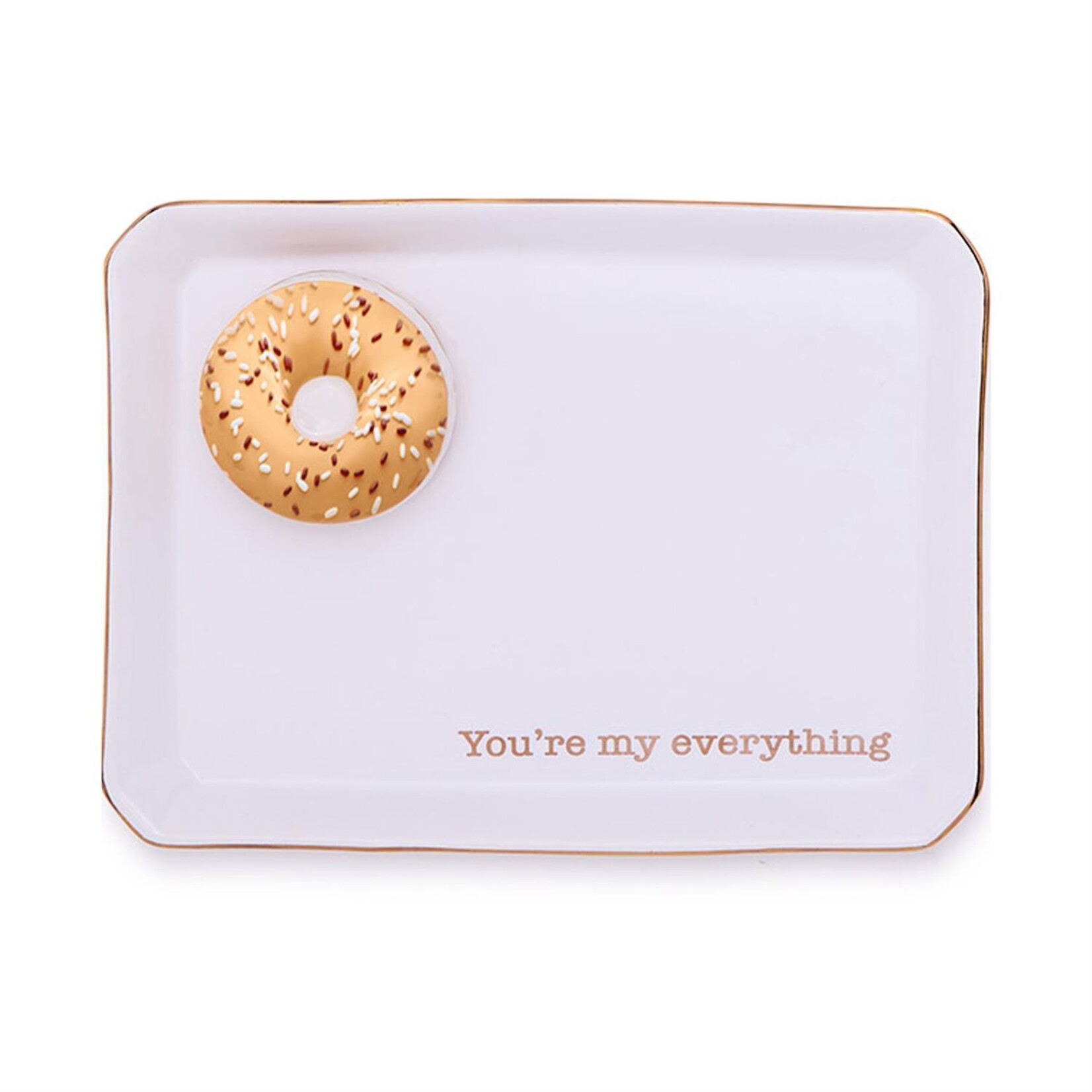 Two's Company Bagel Icon Trinket Tray - "You're my everything"