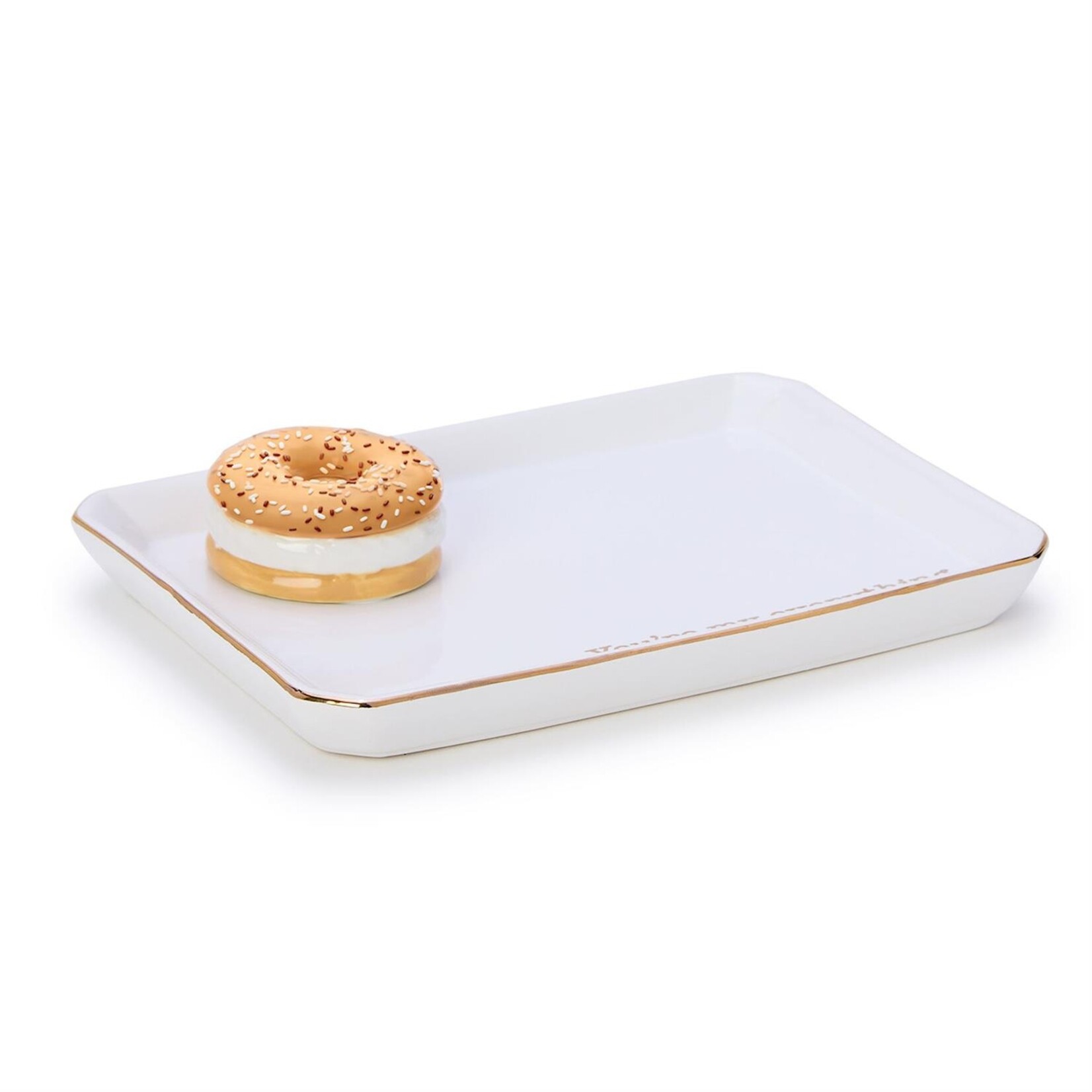 Two's Company Bagel Icon Trinket Tray - "You're my everything"