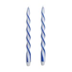 Two's Company Twist and Glow Blue Ribbon Tapers Candles 15 3/4 " Set of 2