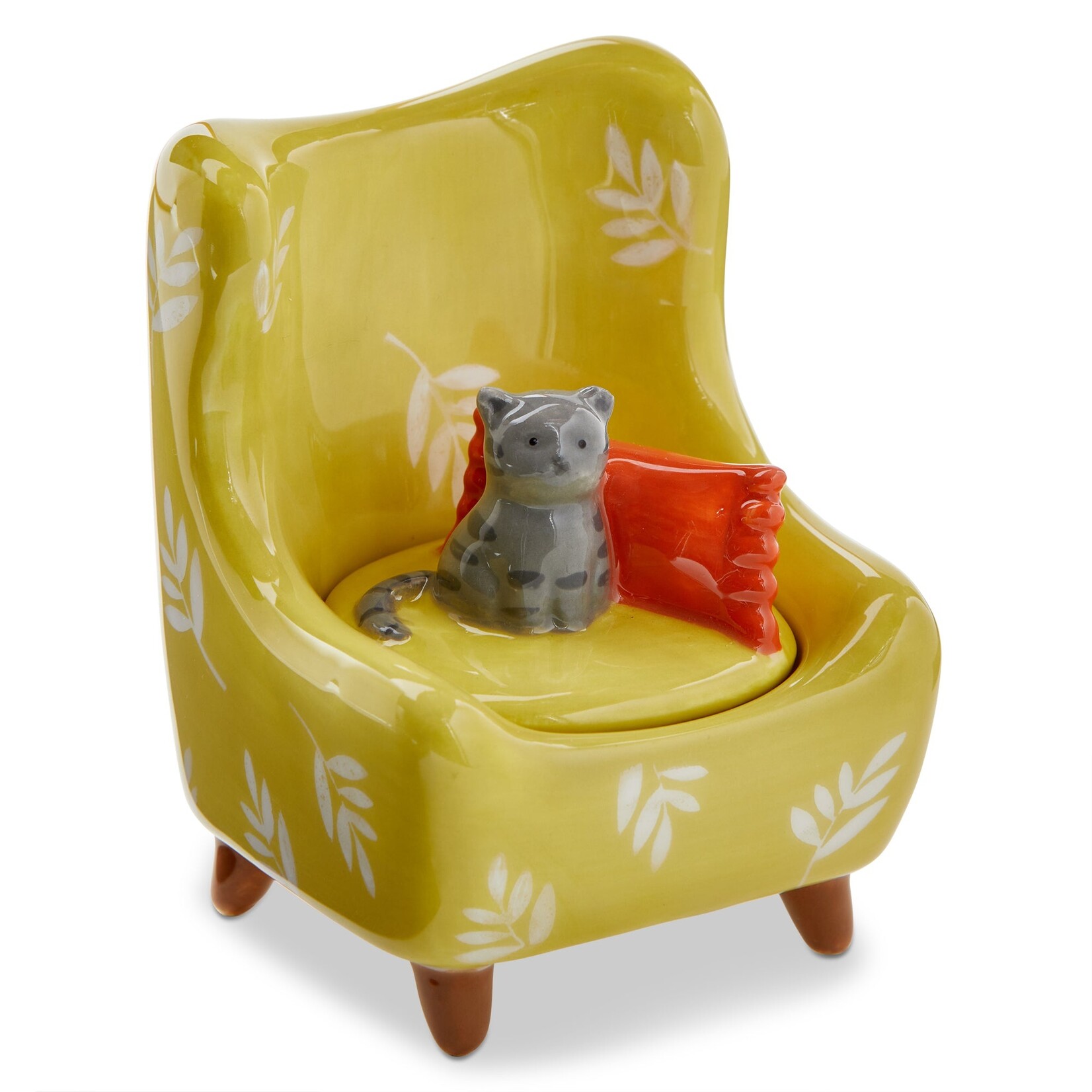 tag Gray Cat Chair Lidded Trinket Box