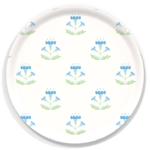 Trays4Us Blockprint Blue 15.7" Round Tray