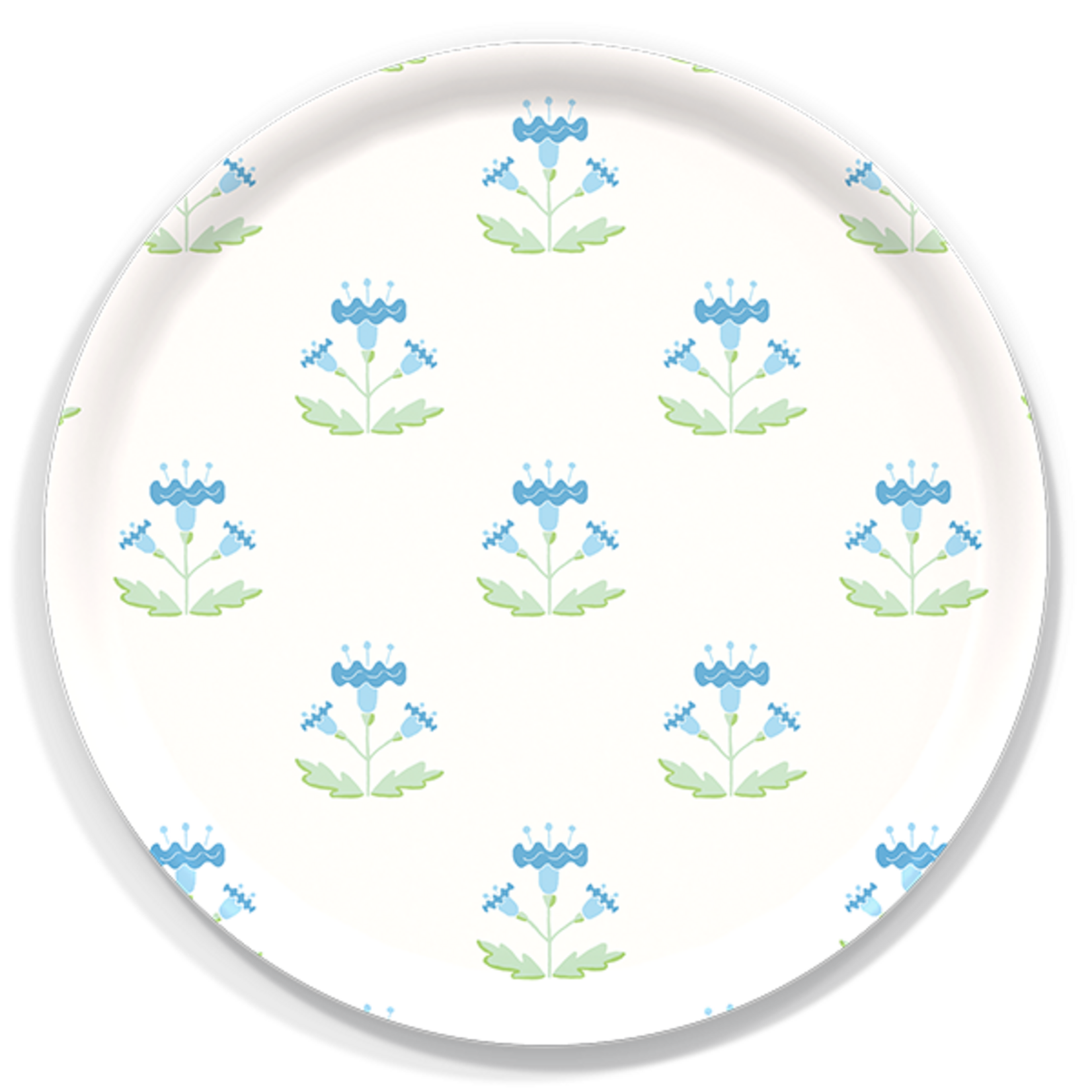 Trays4Us Blockprint Blue 15.7" Round Tray