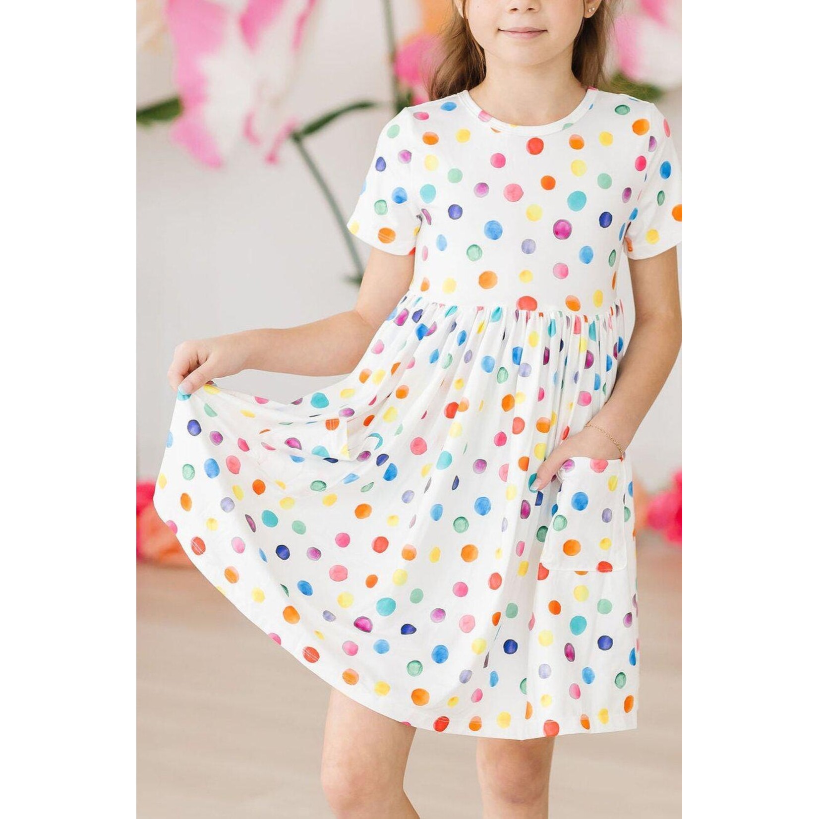 Mila & Rose Mila & Rose Colorful Dots Short Sleeve Twirl Dress