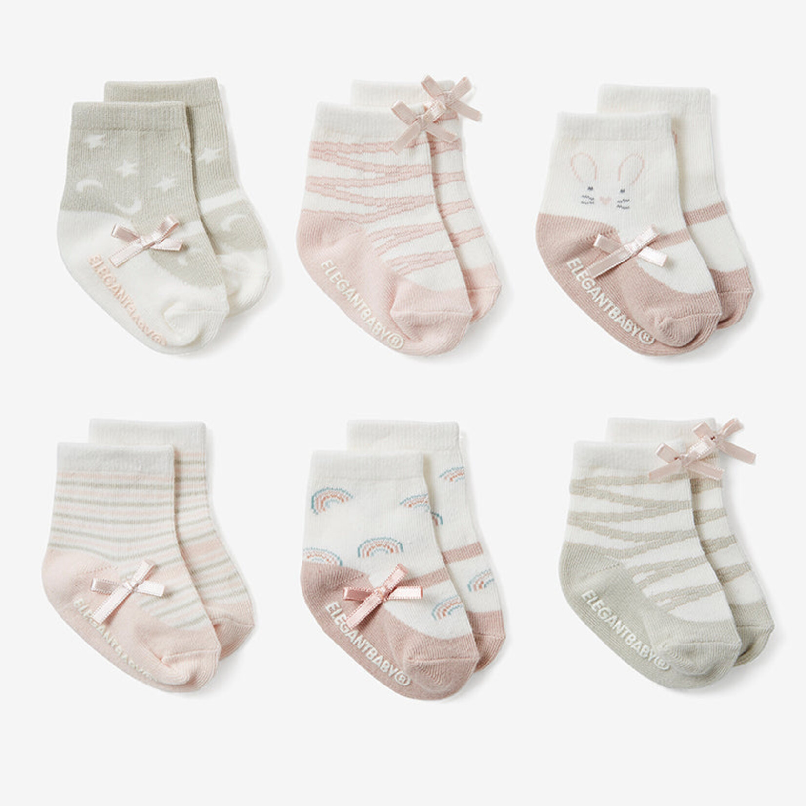 Elegant Baby Maryjane Pink Socks Set of 6