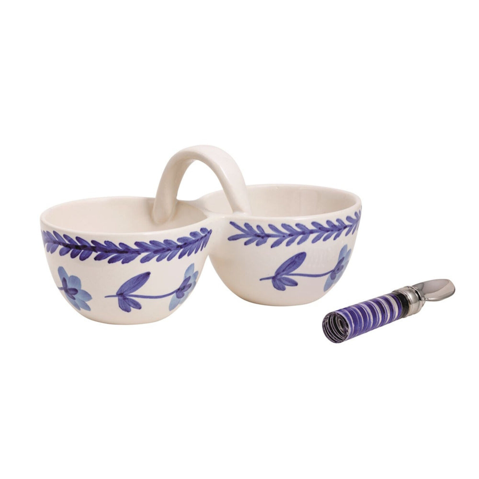 Mud Pie Blue Floral Double Tidbit Set
