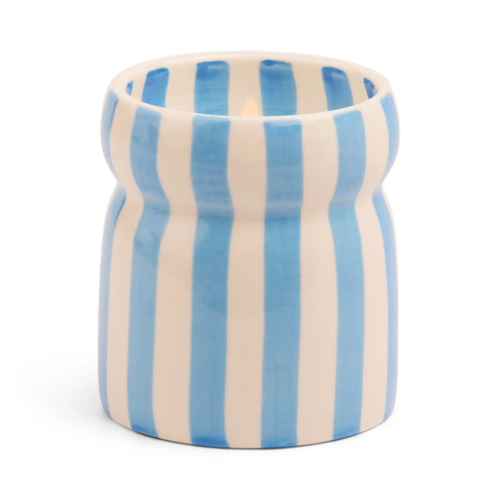Paddywax Paddywax Striped Ceramic Candle Cabana Blue - Lost At Sea