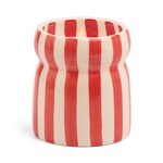 Paddywax Paddywax Striped Ceramic Candle Cabana Red - Hibiscus Bay