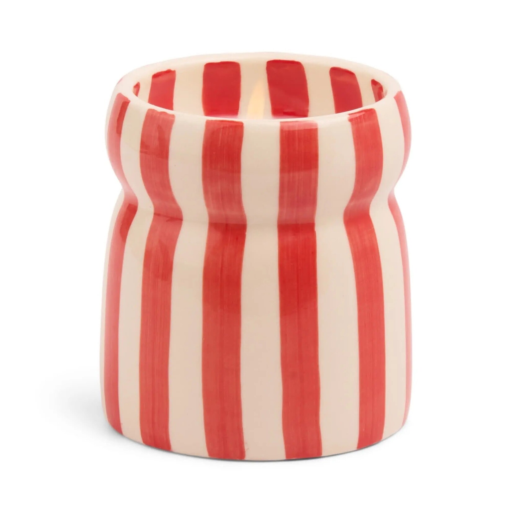 Paddywax Paddywax Striped Ceramic Candle Cabana Red - Hibiscus Bay