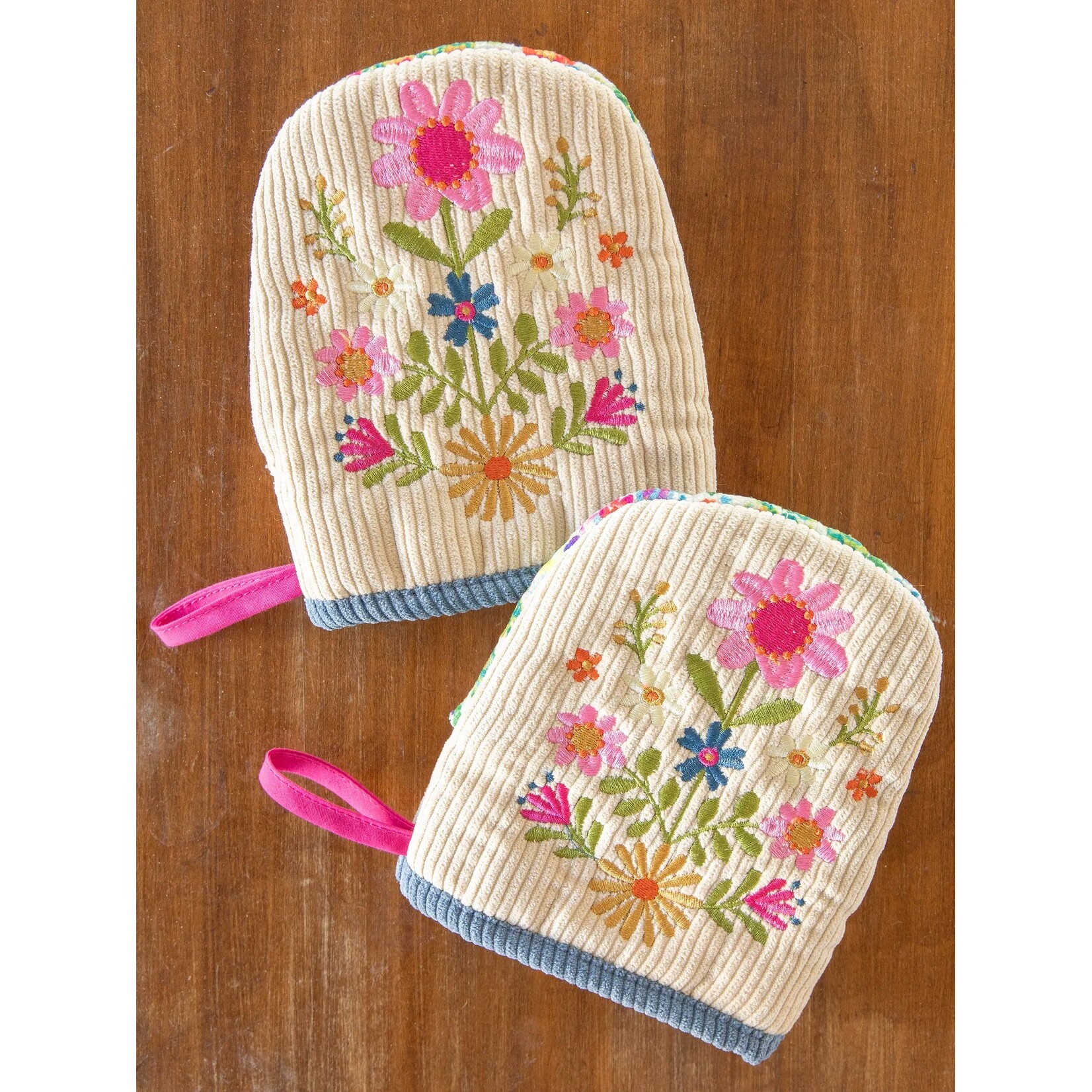 Natural Life Embroidered Mini Oven Mitts, Set of 2