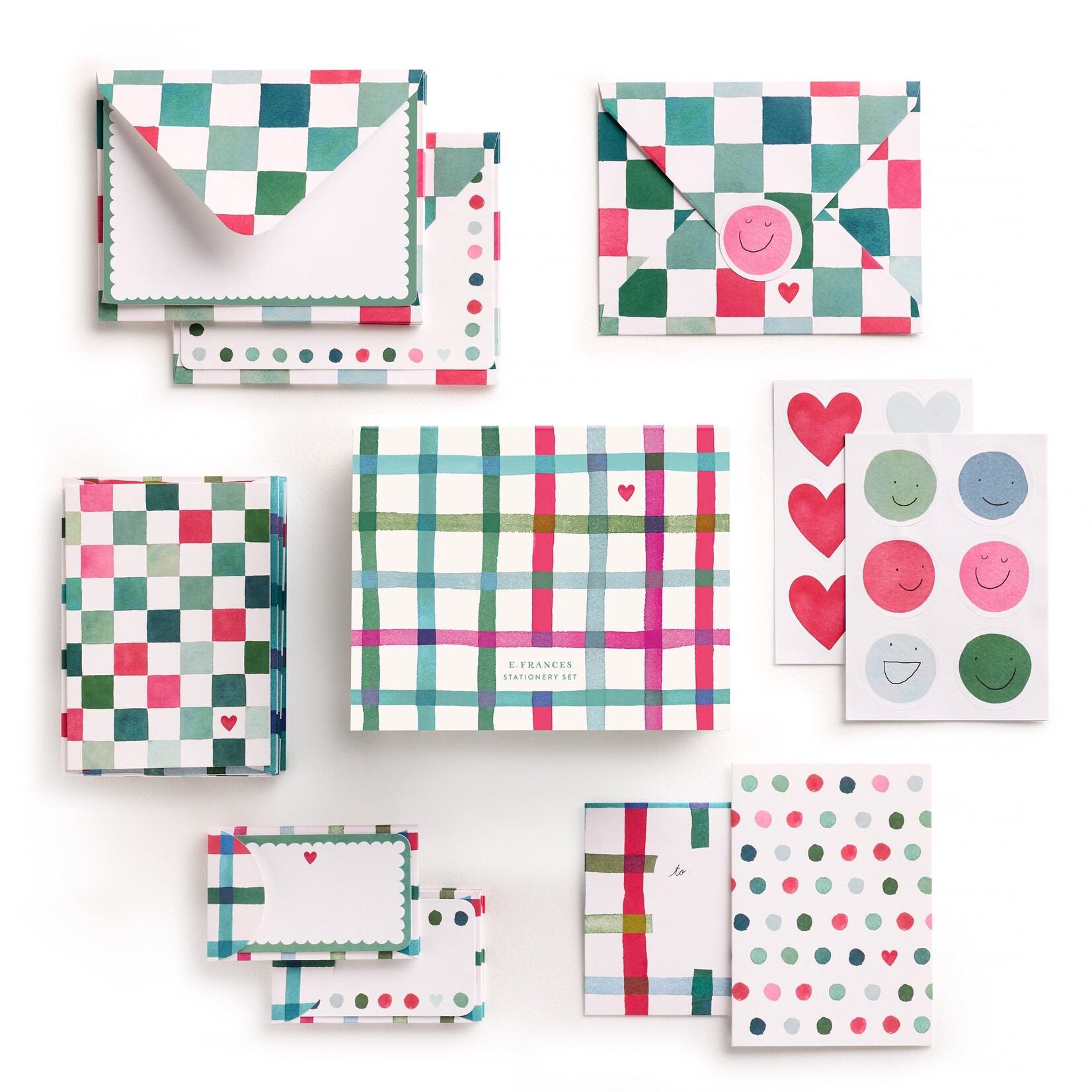 E. Frances Happy Plaid Stationery Set