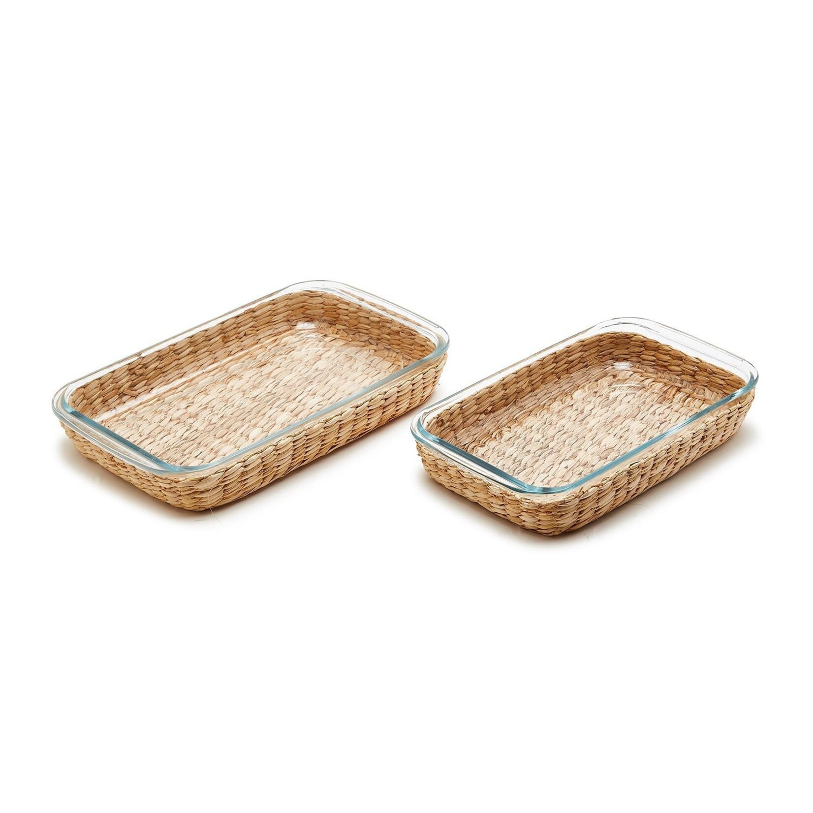 Two's Company Borosilicate Glass Baking Dish with Removable Basket Large