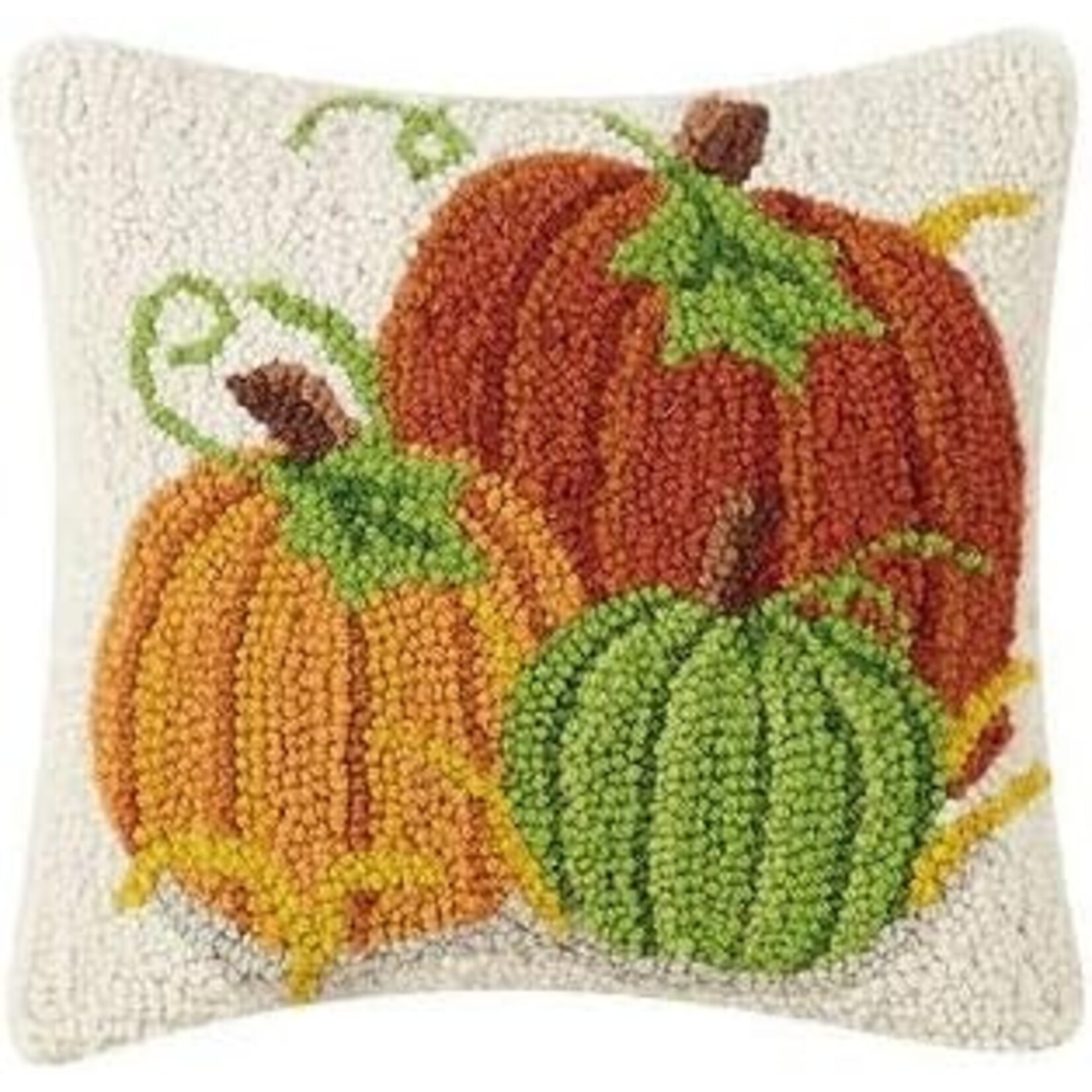 Peking Handicraft Pumpkin Patch Hook Pillow 10x10