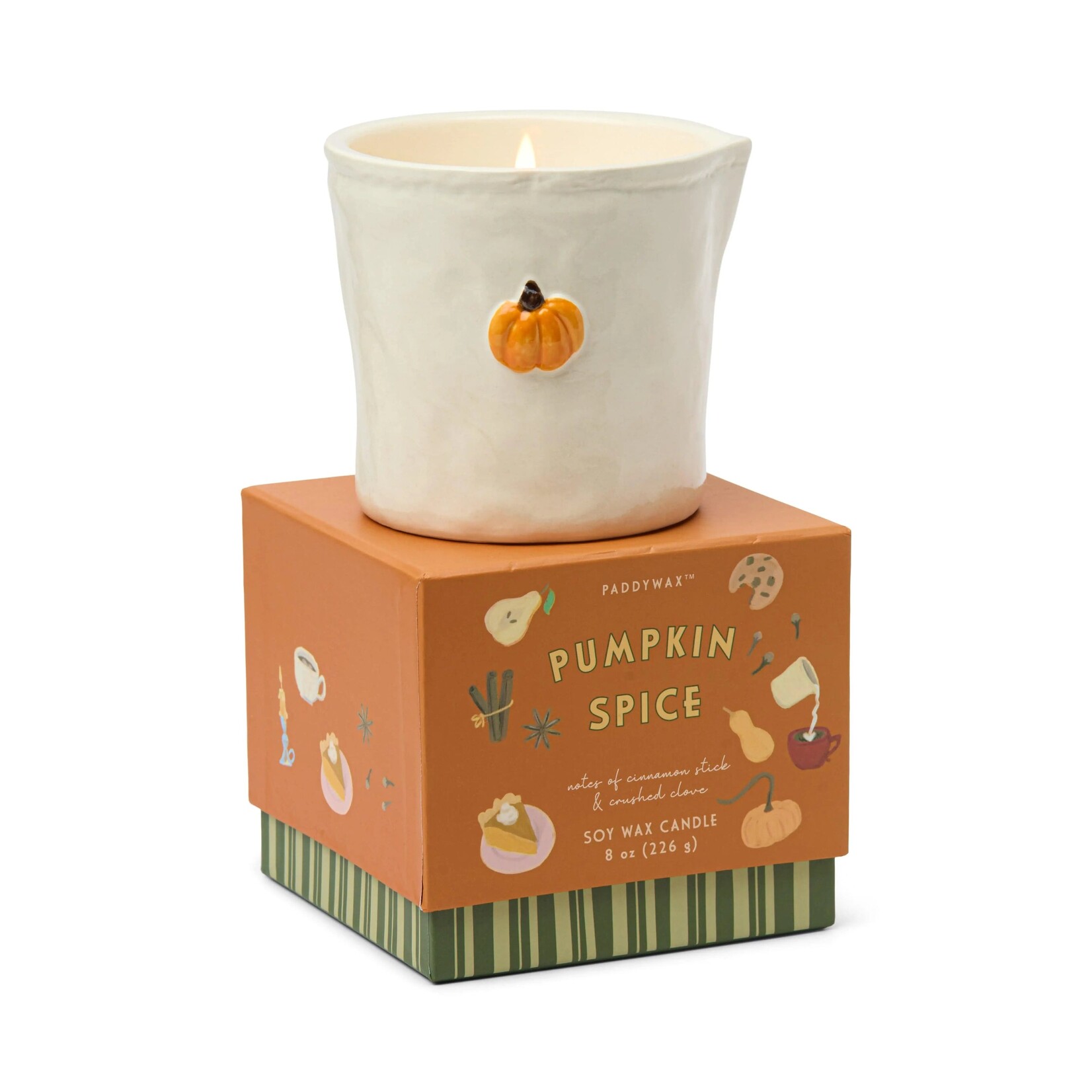 Paddywax Bistro Ceramic with Embossing Candle 8 oz Pumpkin & Spice