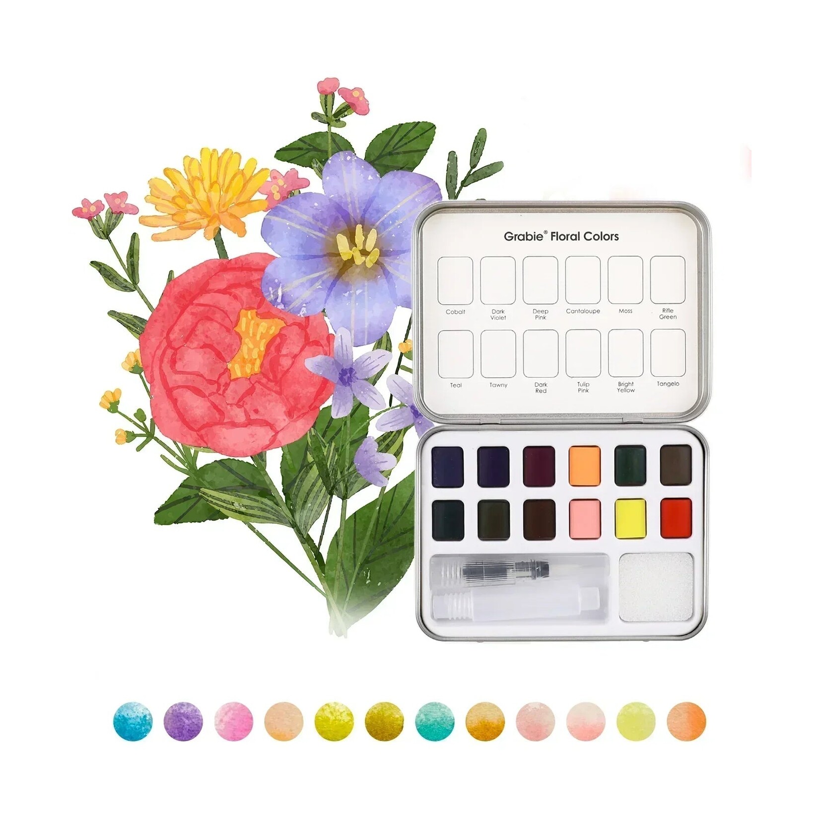 Grabie Grabie Art Watercolor Pocket Set  of 12 with Brush
