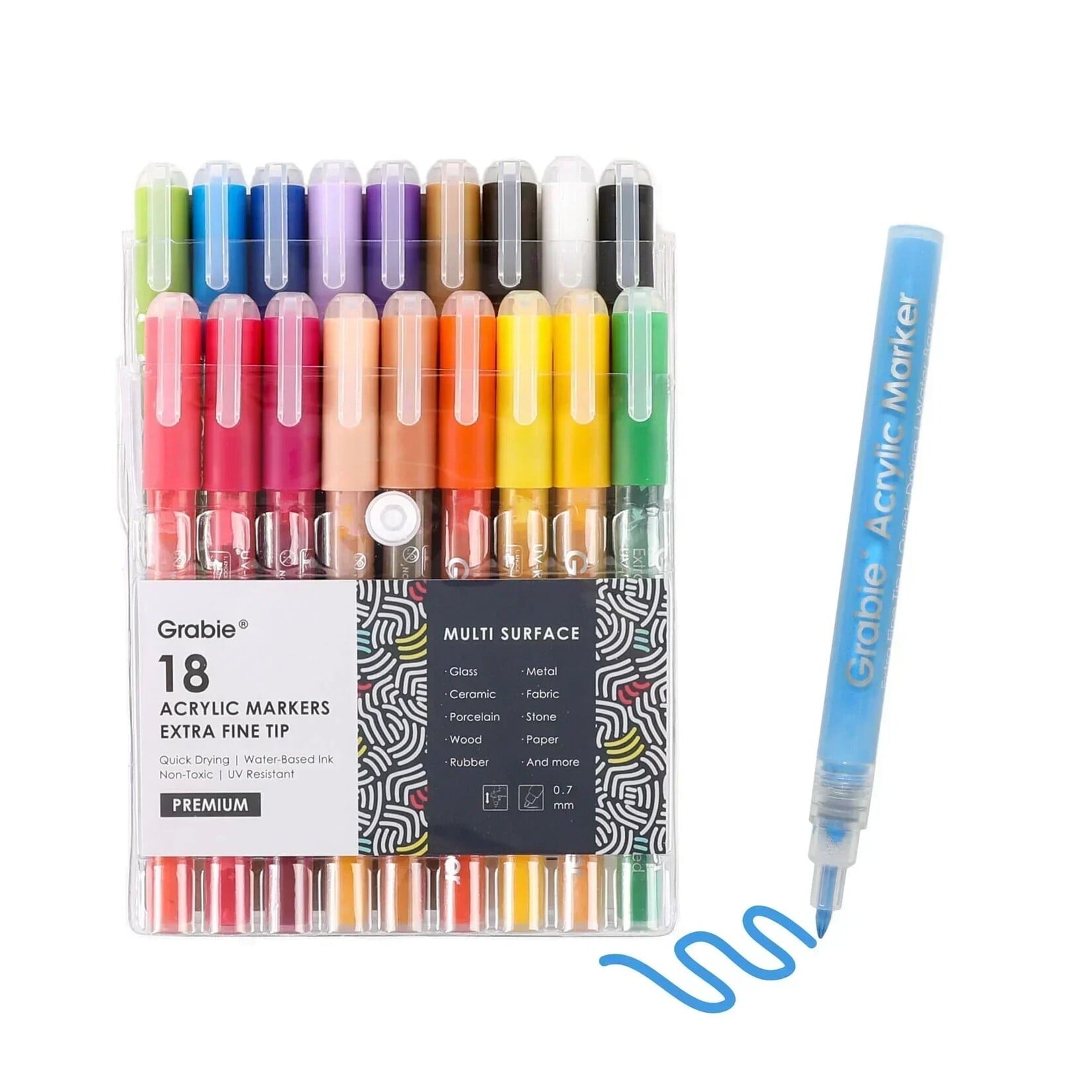 Grabie Grabie Extra Fine Tip Acrylic Markers Set of 18