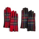 Two's Company Royal Tartan Gloves with Microsuede Palm with Touchscreen Fingertips