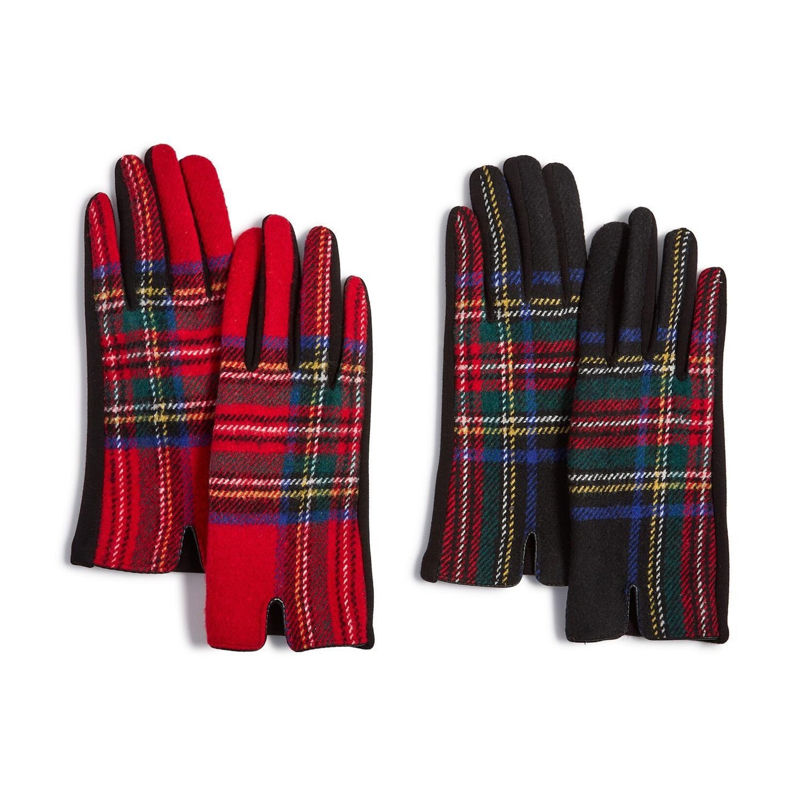 Two's Company Royal Tartan Gloves with Microsuede Palm with Touchscreen Fingertips