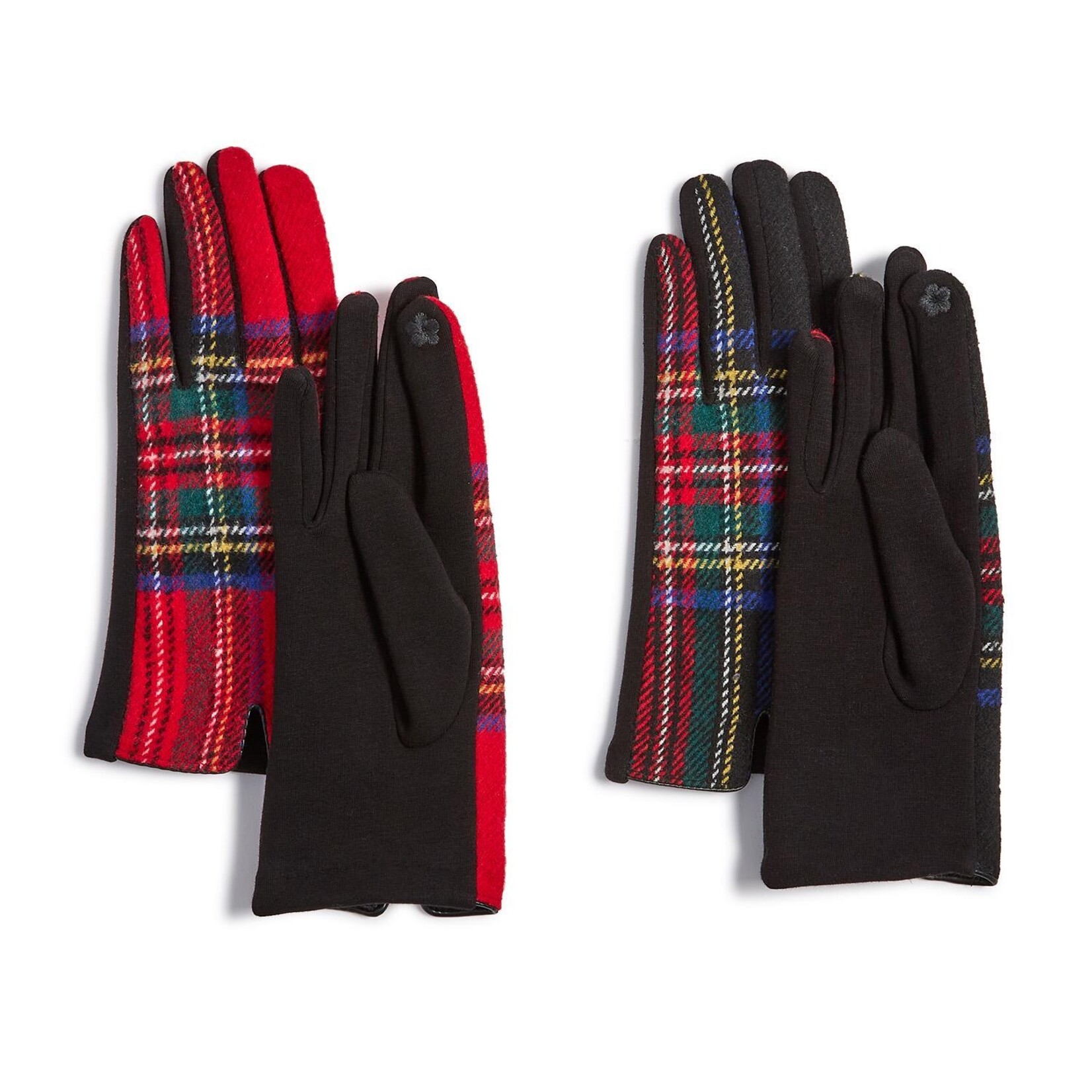 Two's Company Royal Tartan Gloves with Microsuede Palm with Touchscreen Fingertips
