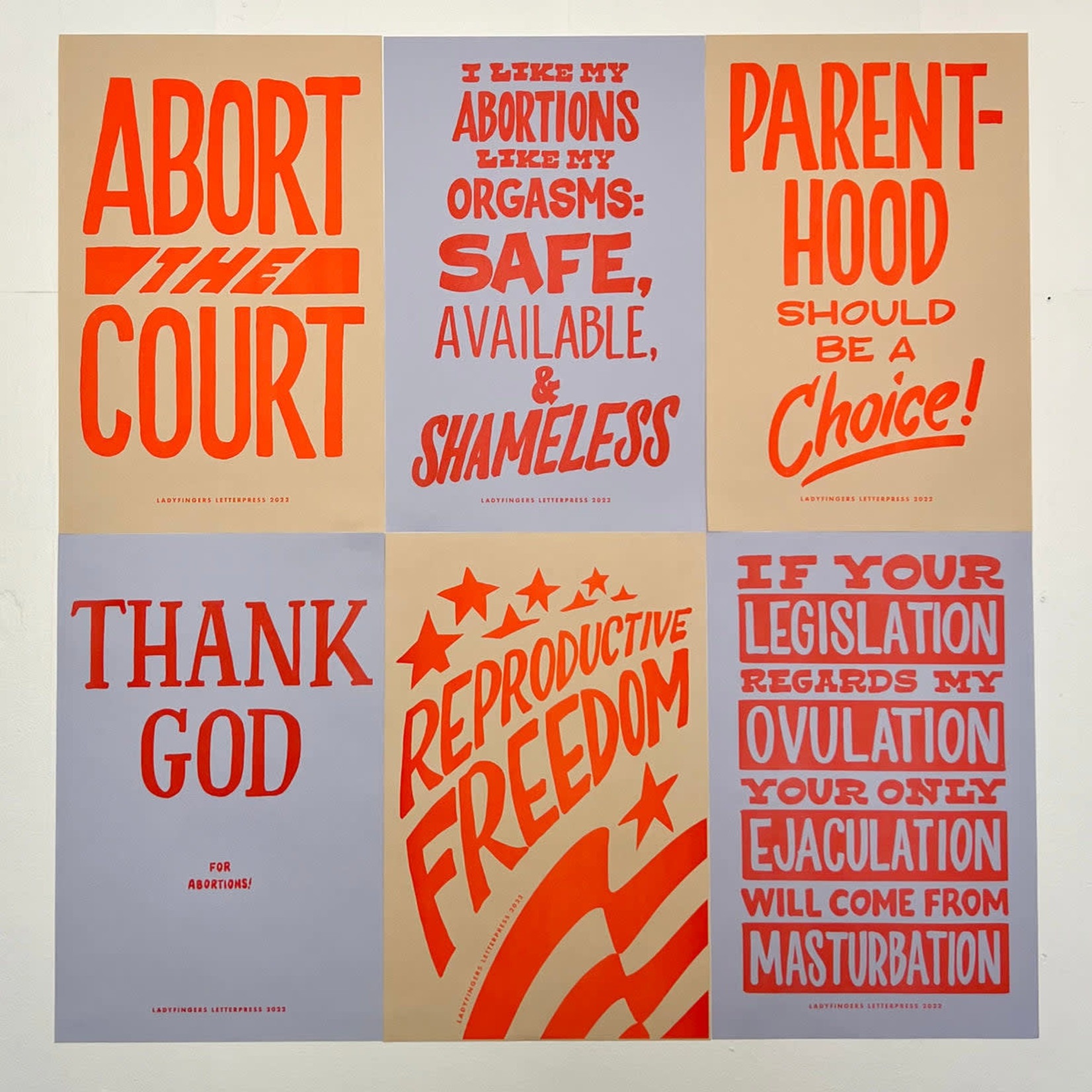 Ladyfingers Letterpress Reproductive Rights Protest Posters - Set of 6