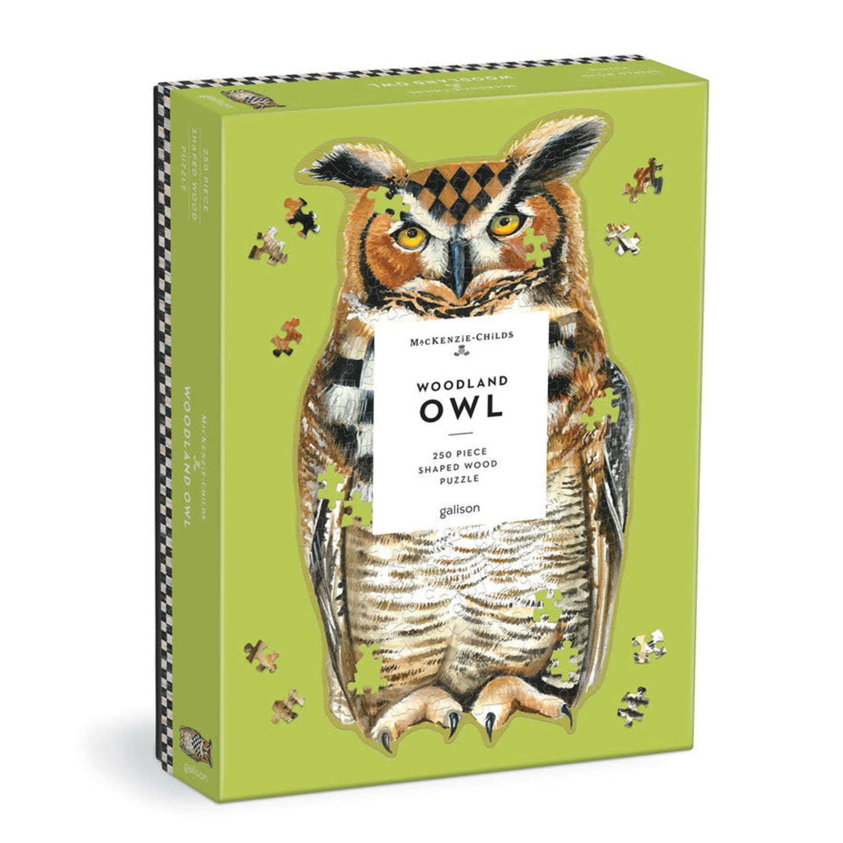 Galison Books MacKenzie-Childs Woodland Owl 250 Piece Shaped Wood Puzzle