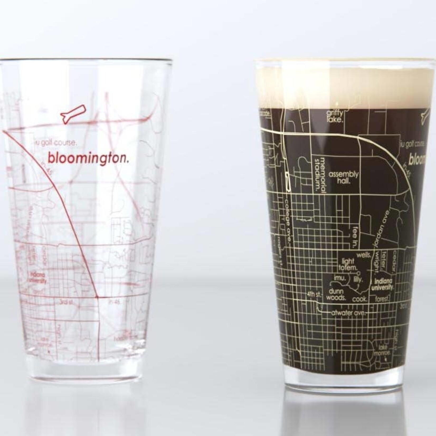 Well Told Bloomington Indiana University College Town Map Pint Pair