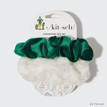 KITSCH elf x kitsch Scrunchies 2pc - White & Green