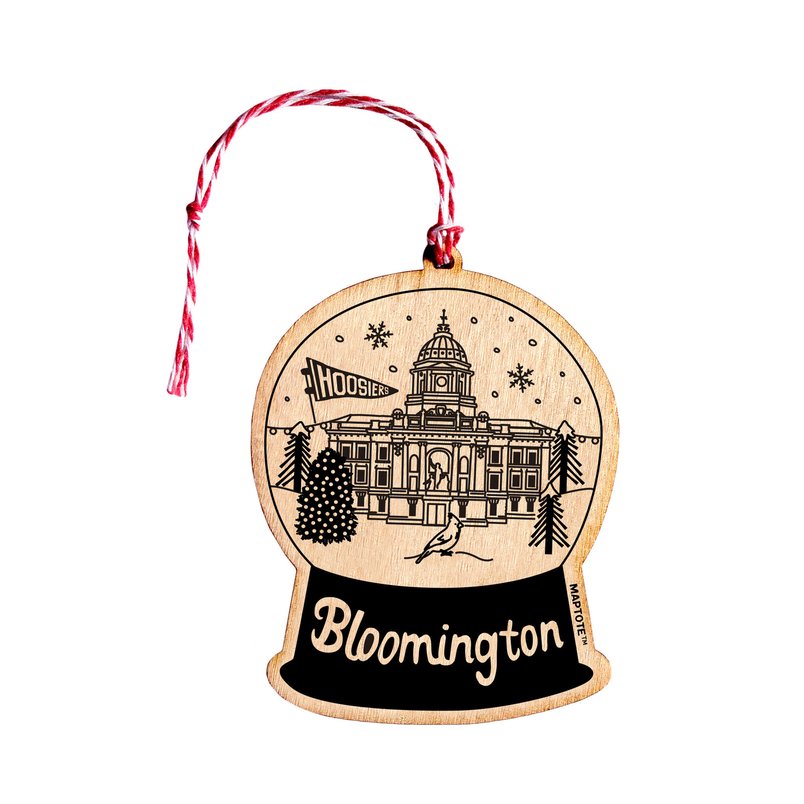 Maptote Bloomington Snowglobe Wood Ornament