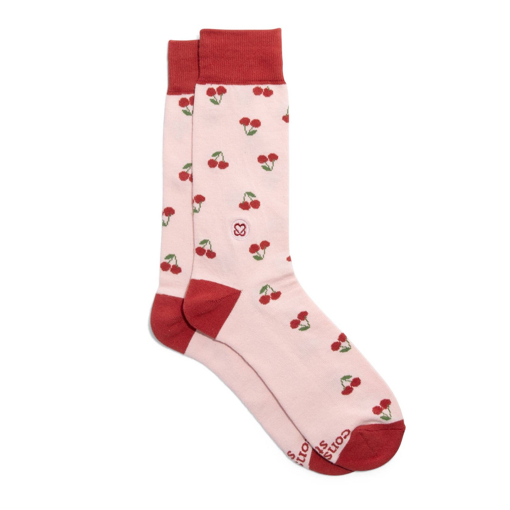 Conscious Step Socks that Support Self-Checks (Pink Cherries) SM