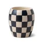 Paddywax CHECKMATE 11 OZ BLACK CHECKERED PORCELAIN VESSEL - BLACK FIG + OLIVE