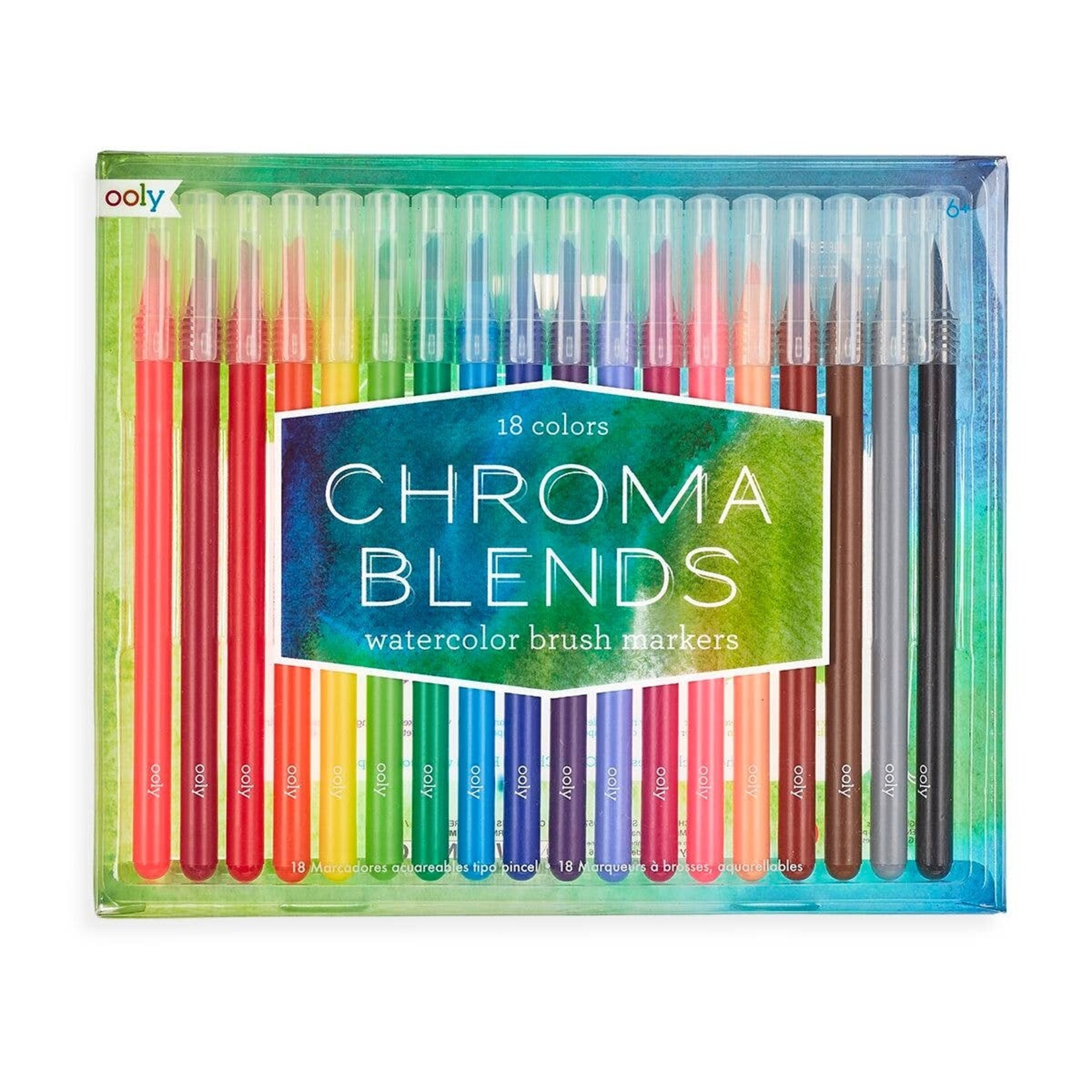 OOLY Chroma Blends Watercolor Brush Markers- Set of 18