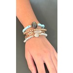 Boho Love Mint/Gold Stone Bracelets -Set of 4