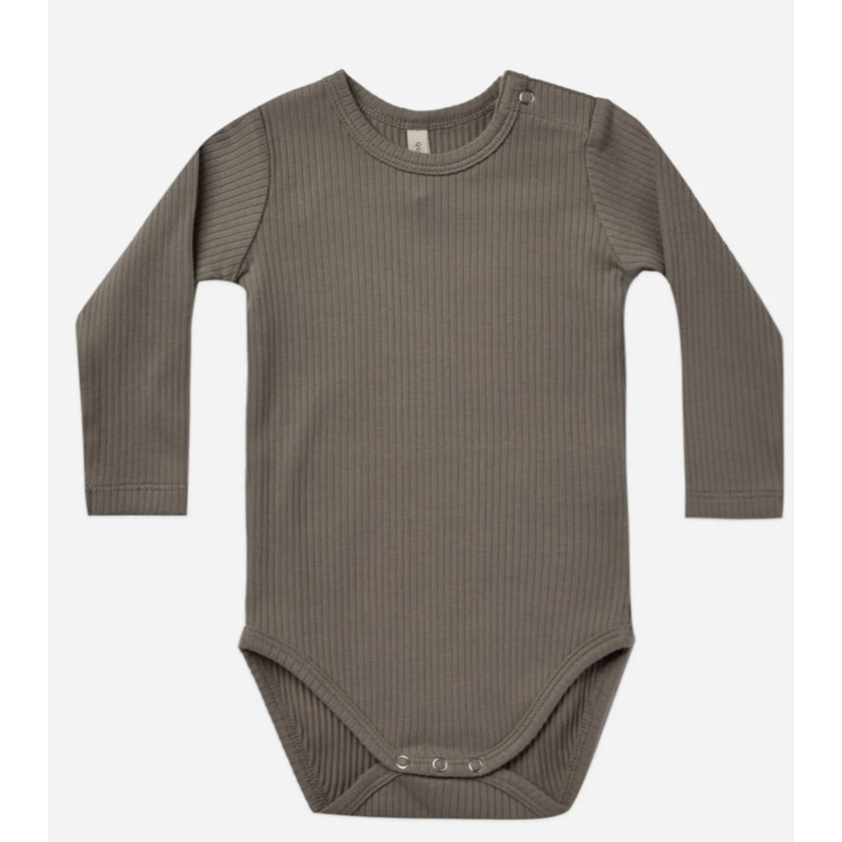 Quincy Mae RIBBED CHARCOAL LONGSLEEVE BODYSUIT