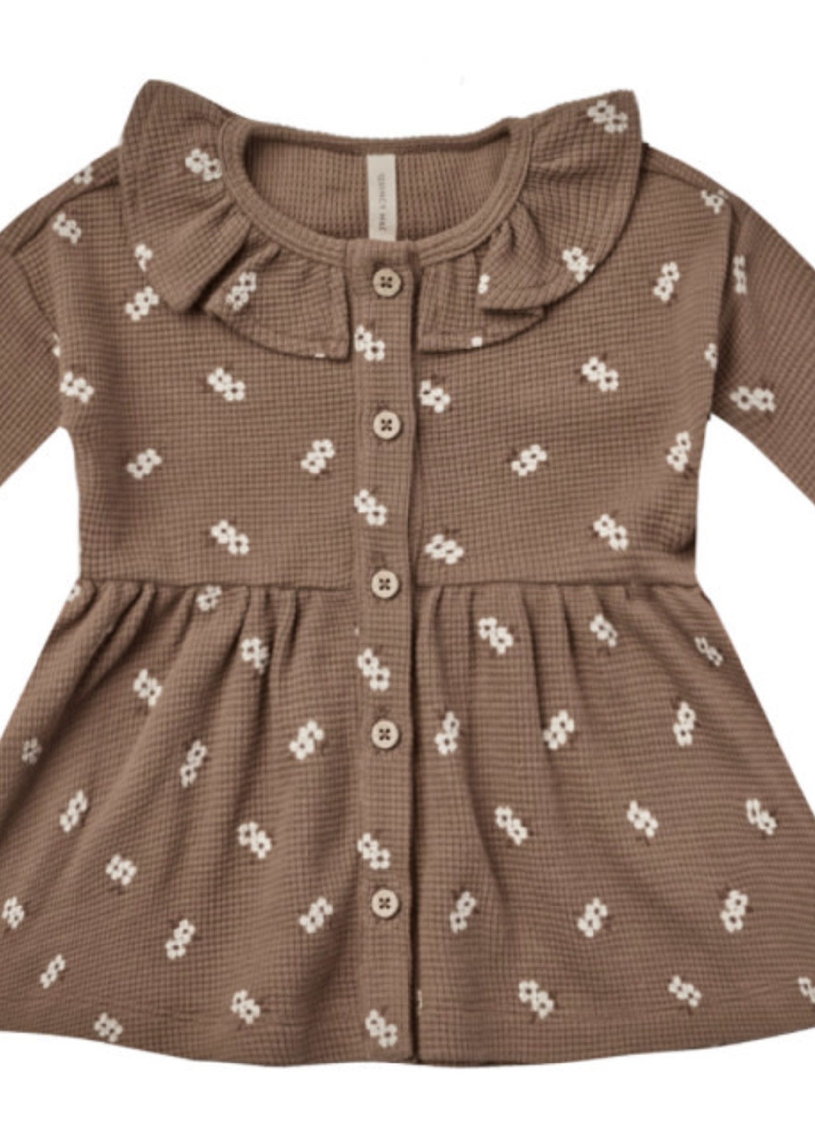 Quincy Mae WAFFLE BUTTON DRESS | COCOA FLORAL