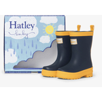 Hatley Navy and Yellow Matte Rain Boots