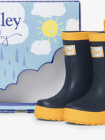 Hatley Navy and Yellow Matte Rain Boots
