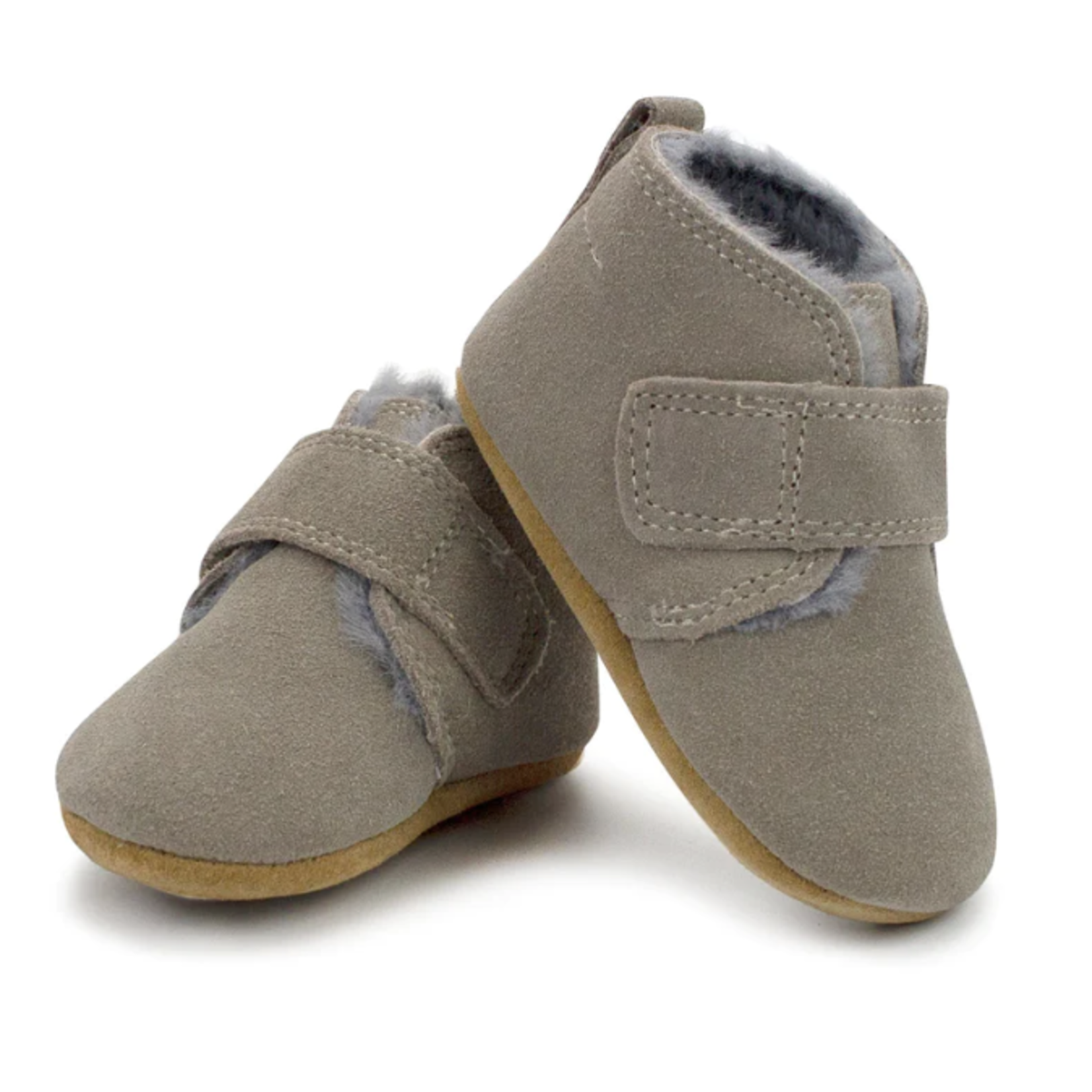 Zutanos Gray Leathered Furry Lined Baby Shoe