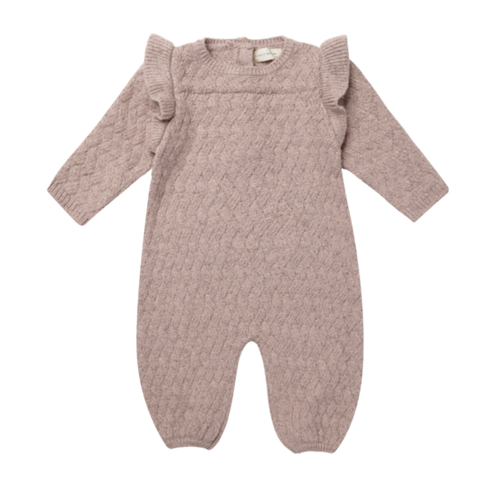 Quincy Mae LONG SLEEVE MIRA KNIT ROMPER || MAUVE