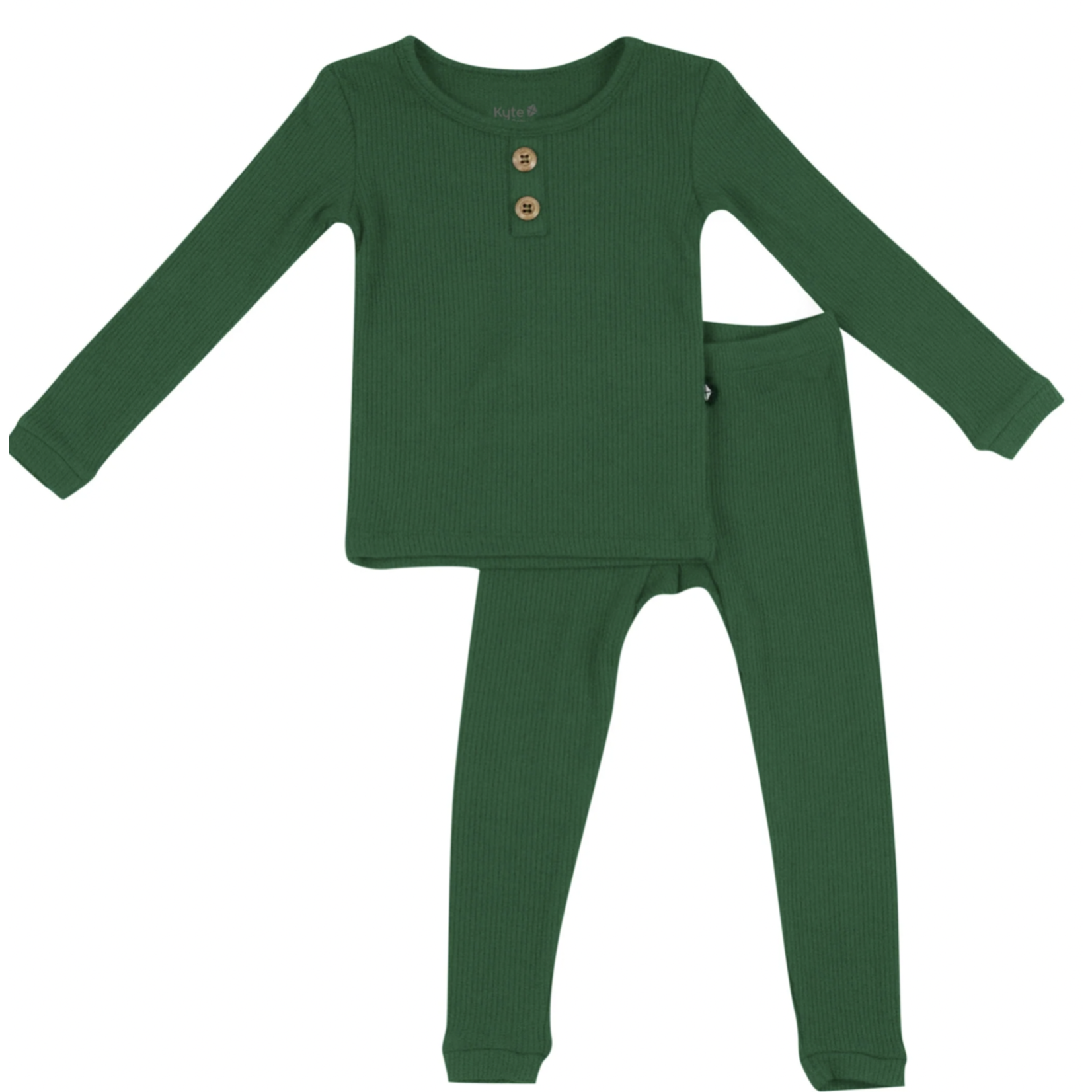 Kyte Baby Ribbed Henley Set in Forest