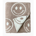 Lucky Panda Kids Smiley Fuzzy Blanket | Latte