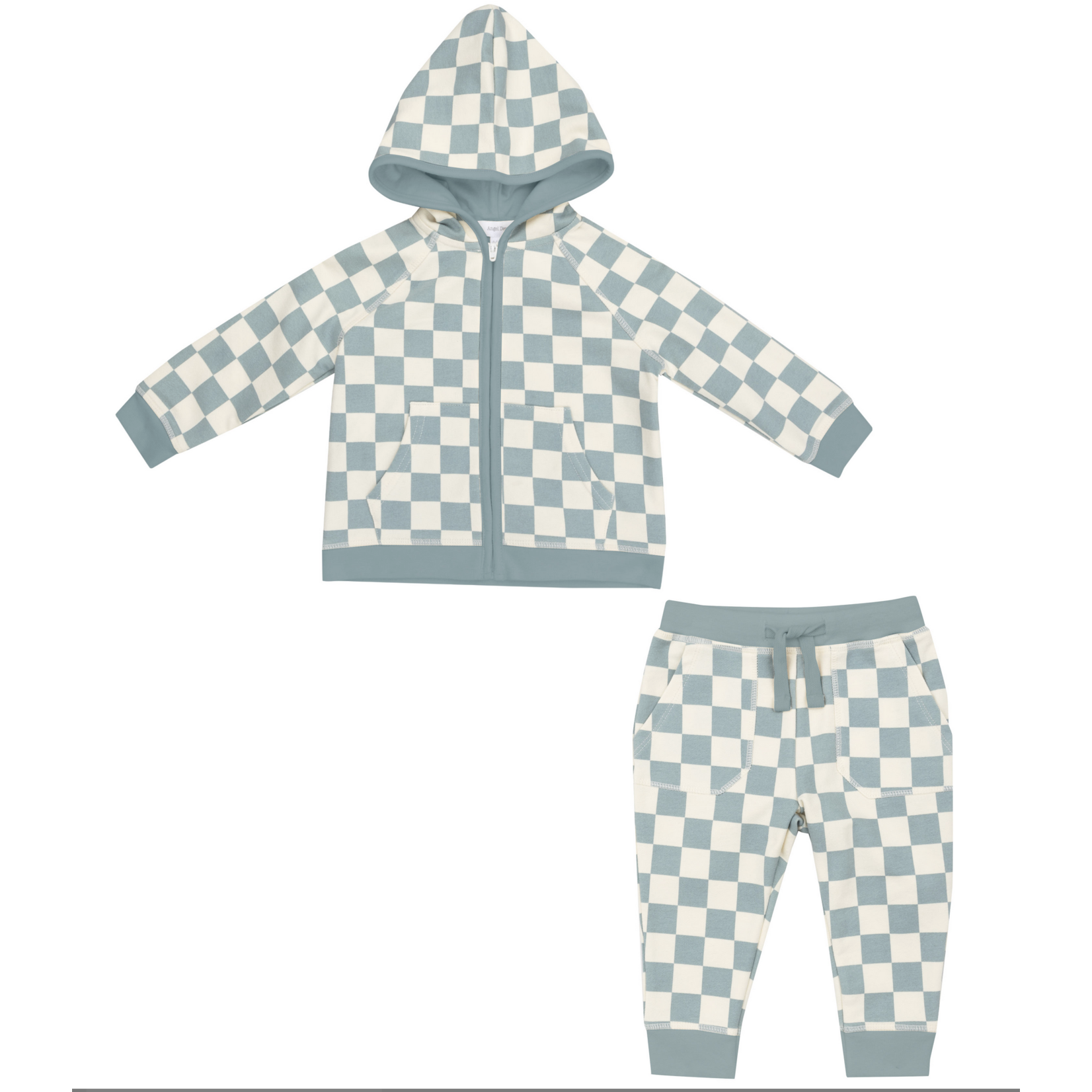 Angel Dear French Terry Checkerboard - Zip Hoodie + Wide Leg Pant