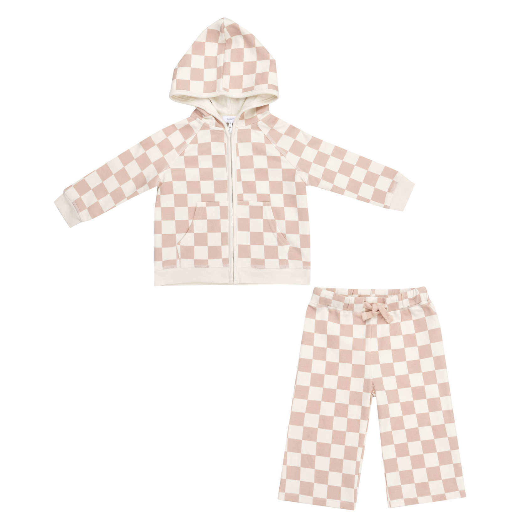 Angel Dear French Terry Checkerboard - Zip Hoodie + Wide Leg Pant