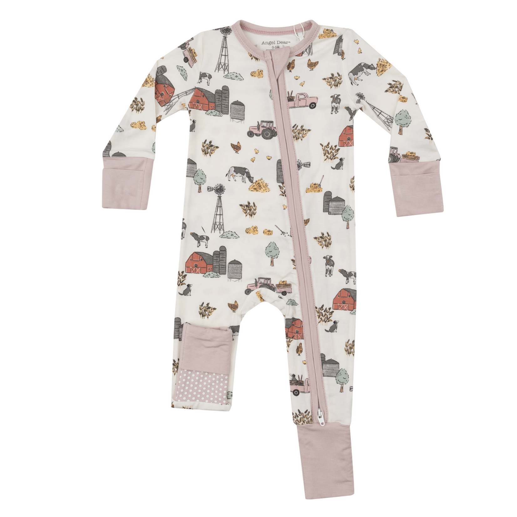 Angel Dear Hay Farmer Pink - 2 Way Zipper Romper
