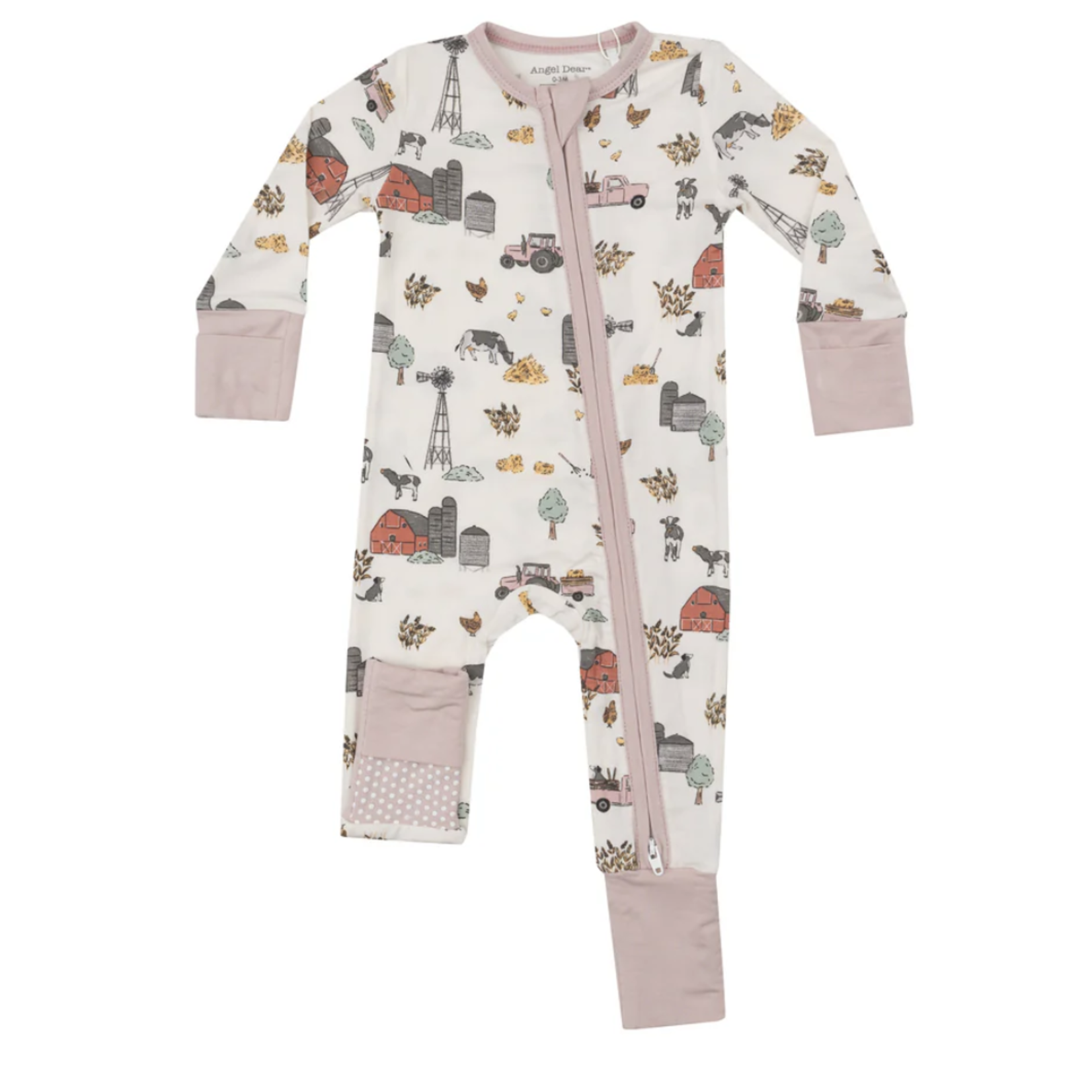 Angel Dear Hay Farmer Pink - 2 Way Zipper Romper