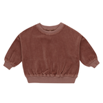 Quincy Mae VELOUR RELAXED SWEATSHIRT || CRANBERRY