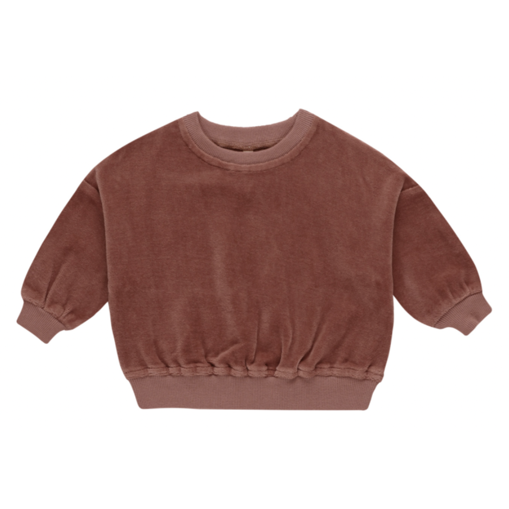 Quincy Mae VELOUR RELAXED SWEATSHIRT || CRANBERRY